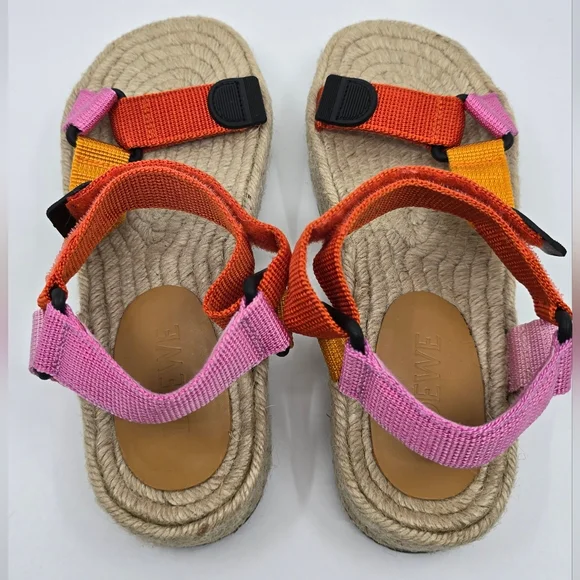 Loewe Colorblock Strappy Platform Espadrilles Sandals